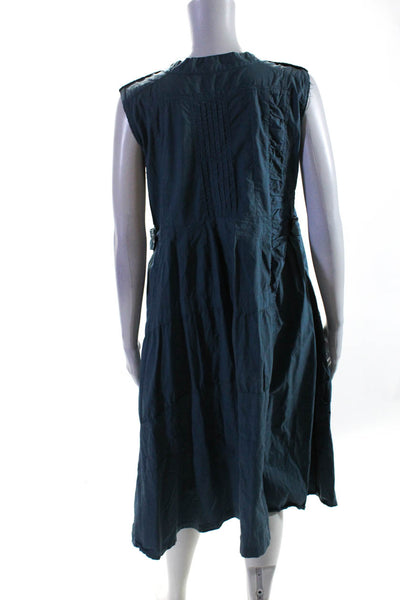 Pete & Greta Women's Cotton Pleated Layered Shift Dress Blue Size S