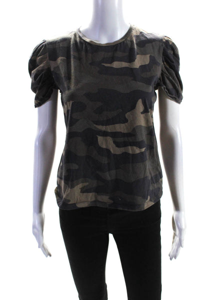 Generation Love Womens Cotton Camouflage Print Short Sleeve Top Brown Size M