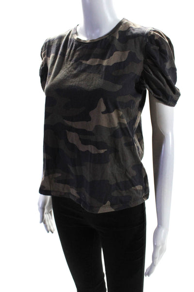 Generation Love Womens Cotton Camouflage Print Short Sleeve Top Brown Size M