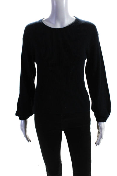 Splendid Womens Ribbed Textured Long Sleeve Pullover Sweater Navy Size S