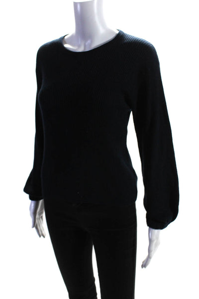 Splendid Womens Ribbed Textured Long Sleeve Pullover Sweater Navy Size S