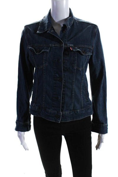 Levis Womens Cotton Darted Button Collared Long Sleeve Denim Jacket Blue Size S