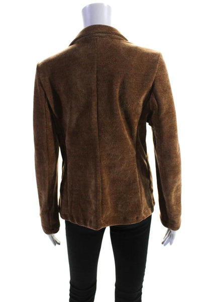 Femme Fatale Womens Textured Collared Long Sleeve Buttoned Blazer Brown Size L
