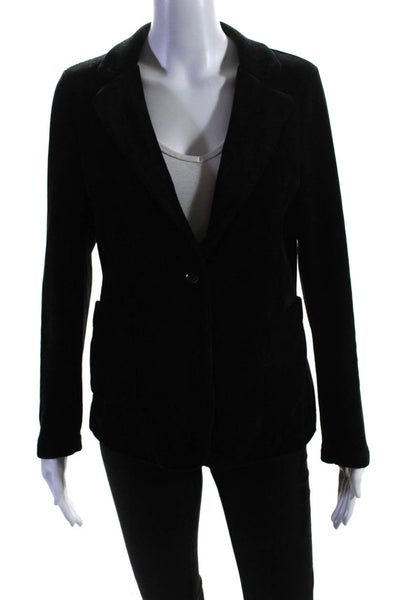 Femme Fatale Womens Textured Collared Long Sleeve Buttoned Blazer Black Size L