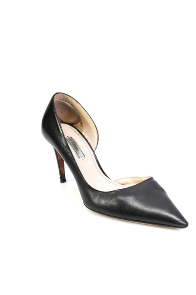 Prada Womens Pointed-Toe Asymmetrical Collared Stiletto Heels Black Size EUR41