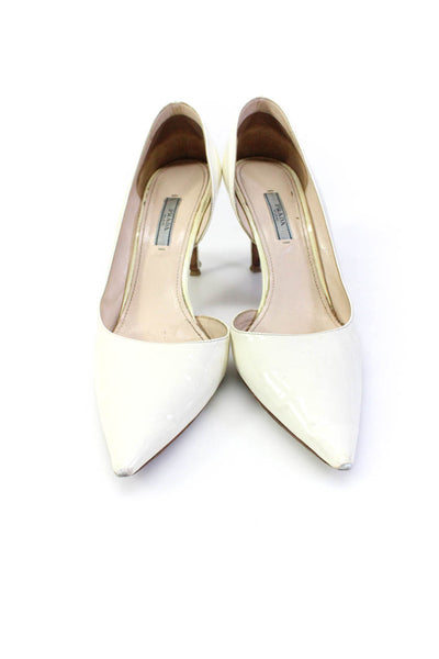 Prada Womens Pointed-Toe Asymmetrical Collar Stiletto Heels White Size EUR41