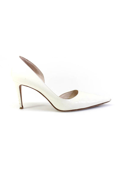 Prada Womens Pointed-Toe Asymmetrical Collar Stiletto Heels White Size EUR41