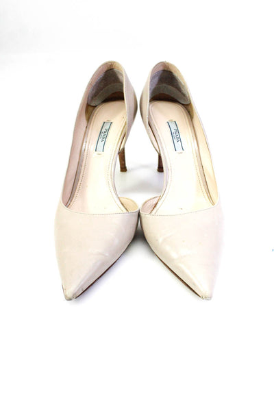Prada Womens Pointed-Toe Asymmetrical Collar Stiletto Heels Beige Size EUR41