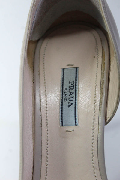 Prada Womens Pointed-Toe Asymmetrical Collar Stiletto Heels Beige Size EUR41