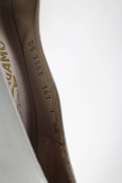 Salvatore Ferragamo Women's Leather Pointed Slip On Pumps White Size 7