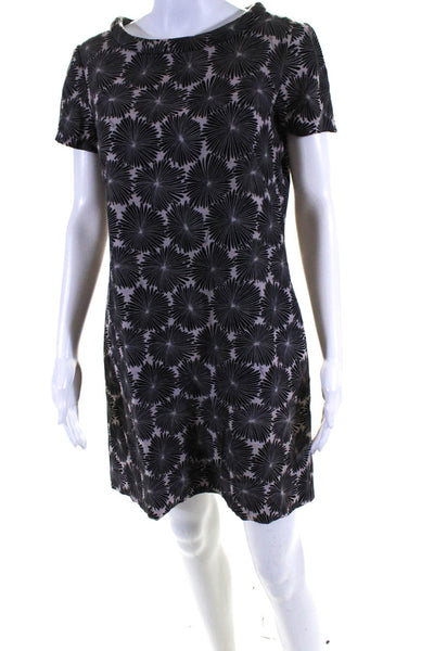 Milly Of New York Womens Floral Print Short Sleeves Dress Black Pink Size 8
