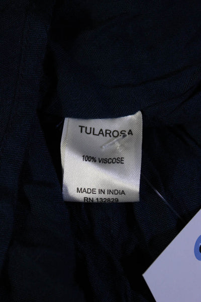 Tularosa Womens Abstract Print V Neck A Line Maxi Dress Blue White Size Small