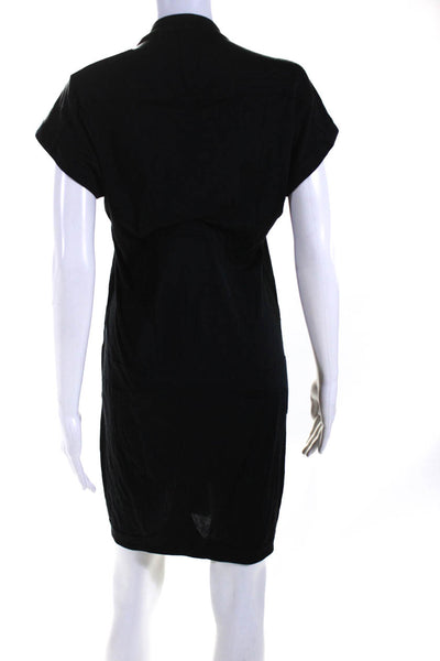 Daryl K Womens Silk Scoop Neck Short Sleeves Shirt Dress Black Size Medium