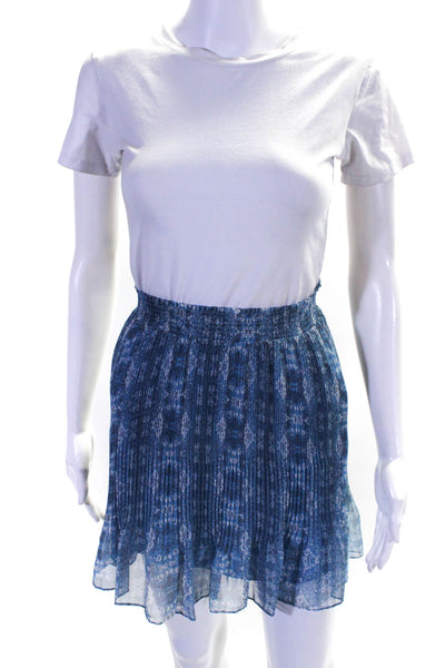 Intermix Womens Smocked Elastic Waist Pleated Ruffled Short Skirt Blue Size M