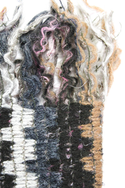 Missoni Foulard Womens Woven Fringed Chevron Print Scarf Tan Gray Pink 64 x 17"