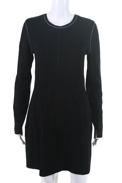 Rag & Bone Womens Long Sleeve Crew Neck Sheath Sweater Dress Black Size Medium