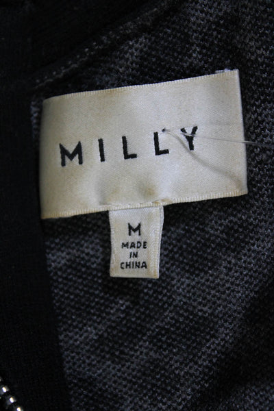 Milly Womens Leopard Print Knit Sleeveless Sheath Dress Black Gray Size Medium