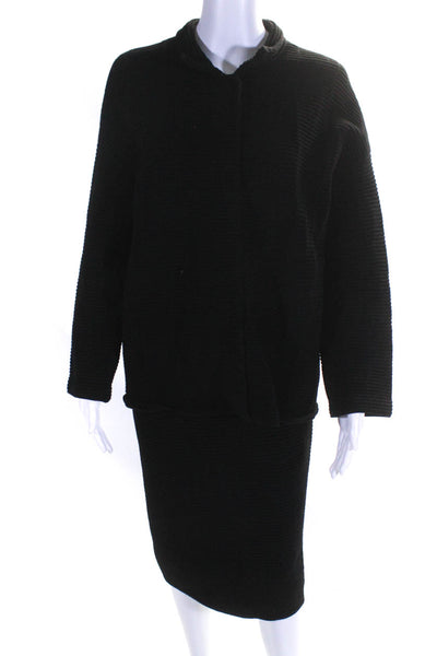 D. Exterior Womens Button Down Skirt Set Black Wool Size Small/Medium