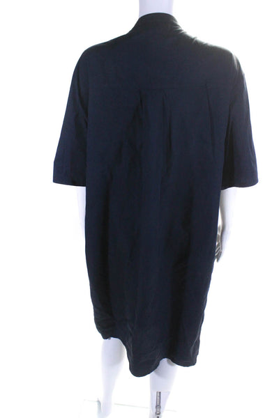 Lamberto Losani Womens Short Sleeves Shirt Dress Navy Blue Cotton Size EUR 42