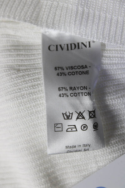 CIVIDINI Womens Cropped Cardigan Sweater White Cotton Blend Size EUR 42