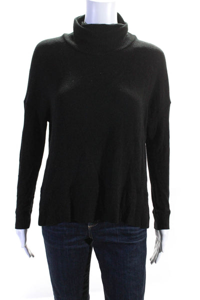 Three Dots Womens Long Sleeve Rib Knit Pullover Turtleneck Sweater Black Size XS