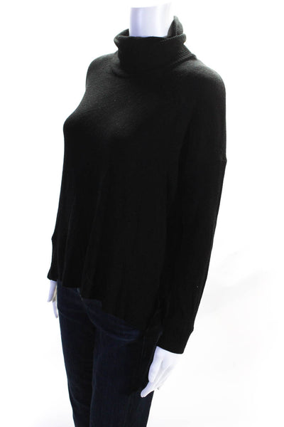 Three Dots Womens Long Sleeve Rib Knit Pullover Turtleneck Sweater Black Size XS