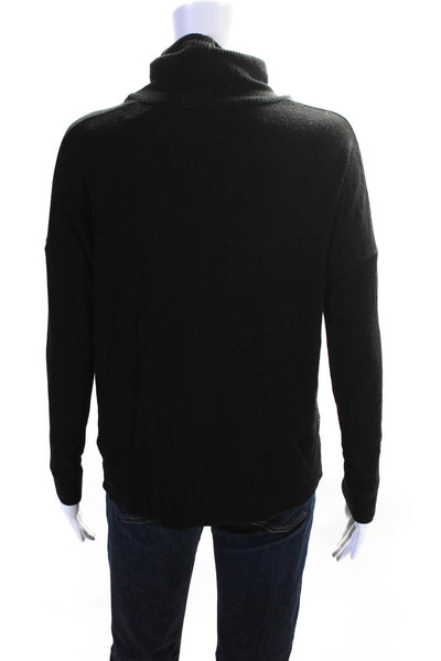 Three Dots Womens Long Sleeve Rib Knit Pullover Turtleneck Sweater Black Size XS