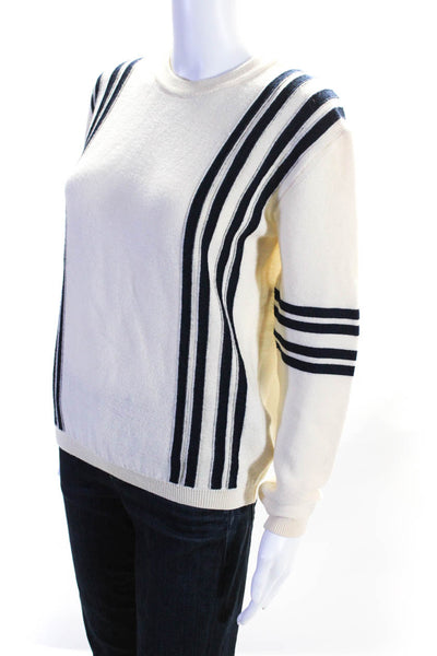 MiH Jeans Womens Wool Long Sleeve Striped Pullover Sweater Top Ivory Size XS