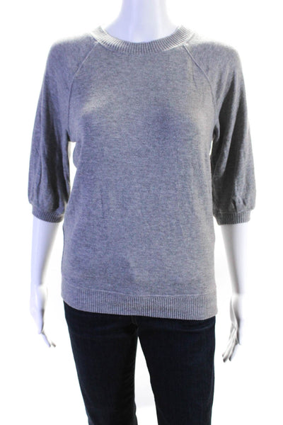 Three Dots Womens Half Sleeve Jersey Knit Crew Neck Sweater Top Gray Size XS