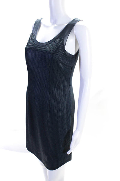 Rag & Bone Womens Textured Leather Sleeveless Zip Up Mini Dress Dark Blue Size 0