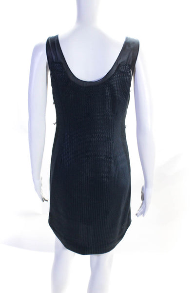 Rag & Bone Womens Textured Leather Sleeveless Zip Up Mini Dress Dark Blue Size 0