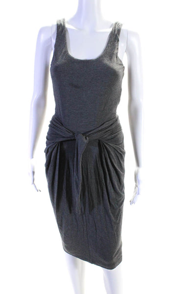 L'Agence Womens Sleeveless Scoop Neck Pullover Waist Tie Tank Dress Gray Size XS