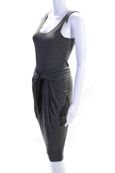 L'Agence Womens Sleeveless Scoop Neck Pullover Waist Tie Tank Dress Gray Size XS