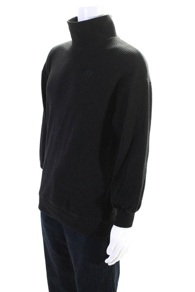New Balance Mens Cable Knit Long Sleeve Mock Neck Pullover Sweater Black Size XS
