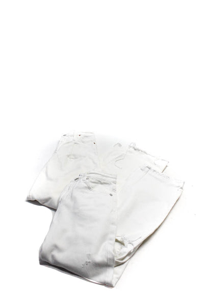 Zara Womens Cotton Denim High Rise Straight Leg Jeans Pants White Size 2 Lot 2