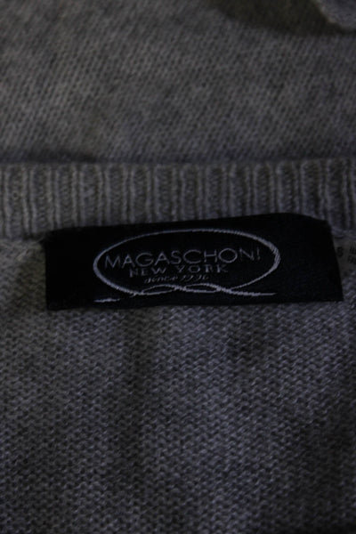 Magaschoni Womens Cashmere Crew Neck Pullover Sweater Gray Size Small