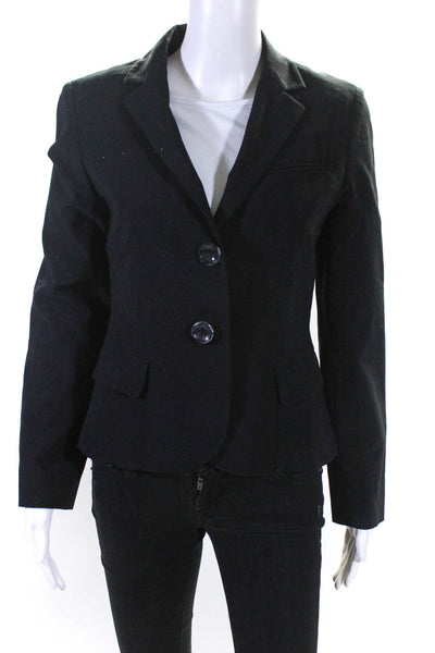 Teenflo Womens Notched Collar Two Button Blazer Jacket Black Size 6