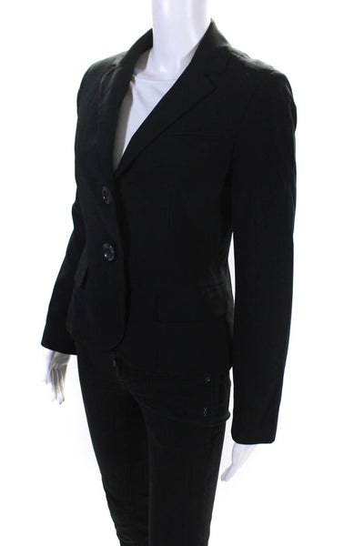 Teenflo Womens Notched Collar Two Button Blazer Jacket Black Size 6