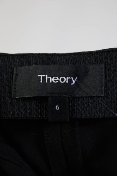 Theory Womens High Waist Skinny Pleated Dress Pants Black Cotton Size 6