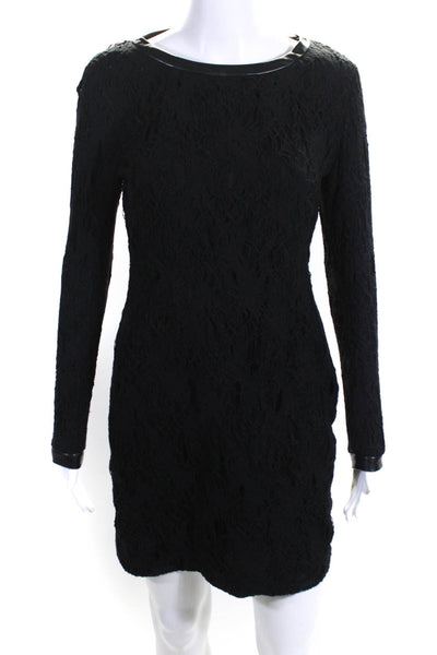 Rag & Bone Women's Long Sleeve Textured Shift Dress Black Size 4