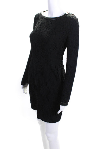 Rag & Bone Women's Long Sleeve Textured Shift Dress Black Size 4