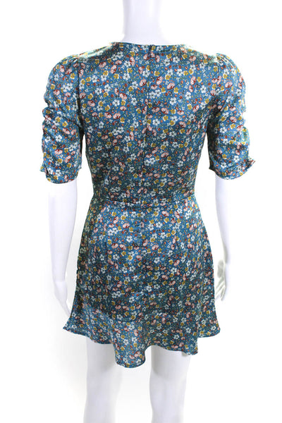dRA  Los Angeles Women's Short Sleeve Floral Print Mini Dress Blue Size S