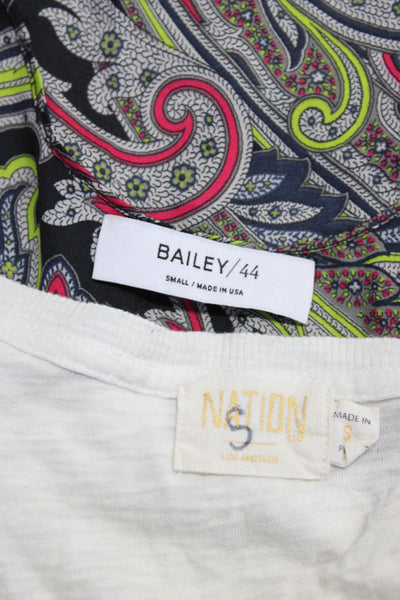 Nation LTD Bailey 44 Womens Paisley Top Tee Shirt White Multi Size Small Lot 2