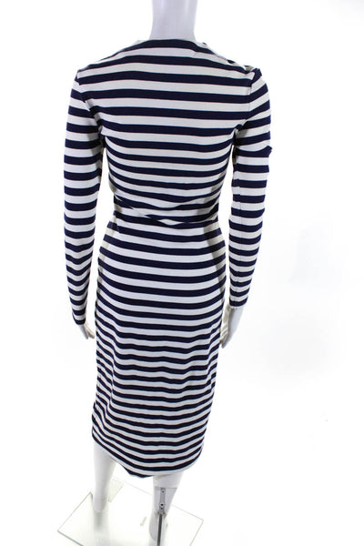 House of Holland Women's Striped Long Sleeve Lace Up Sheath Dress Blue Size 6