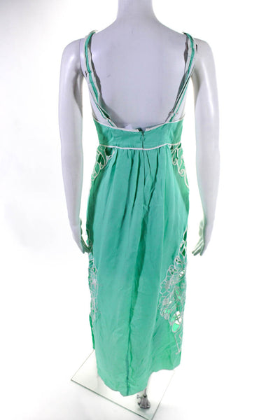 Alice McCall Women's Sleeveless Embroidered Hi-Low Midi Dress Green Size 4