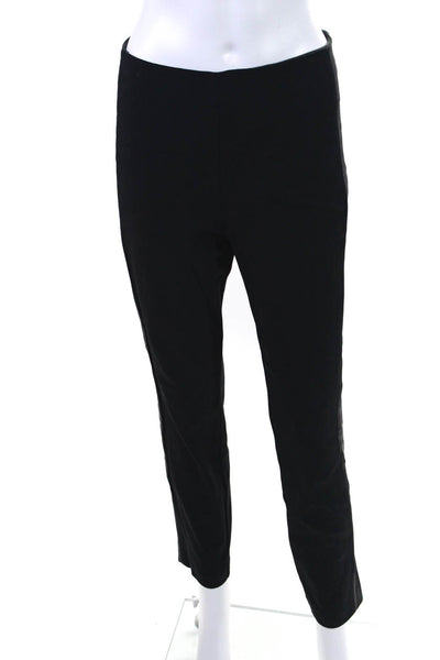 Rag & Bone Womens High Waist Leather Trim Slim Straight Pants Black Size 6