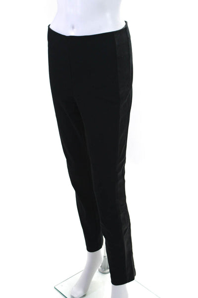 Rag & Bone Womens High Waist Leather Trim Slim Straight Pants Black Size 6