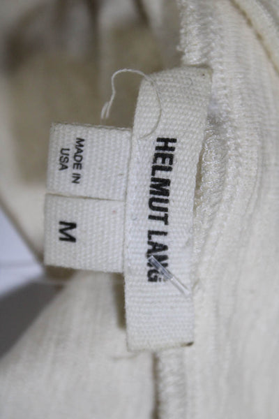 Helmut Lang Womens Mock Neck Sleeveless Knit Top Blouse Ivory Size Medium
