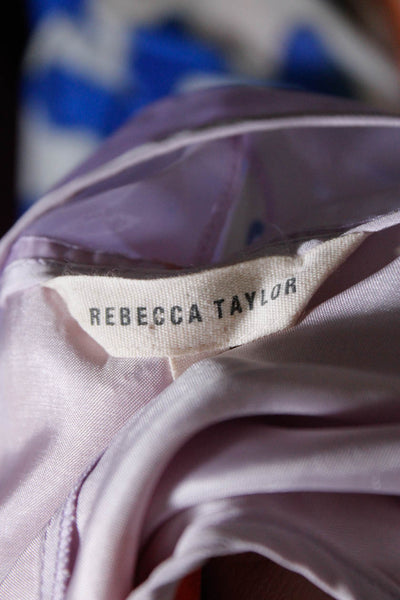 Rebecca Taylor Womens Taffeta Embroidered Sleeveless Blouse Top Lavender Size 4