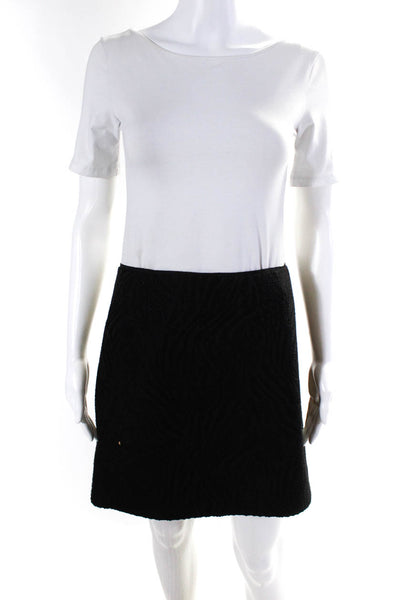 Elie Tahari Womens Textured Zebra Print Lined Short A-Line Skirt Black Size 4